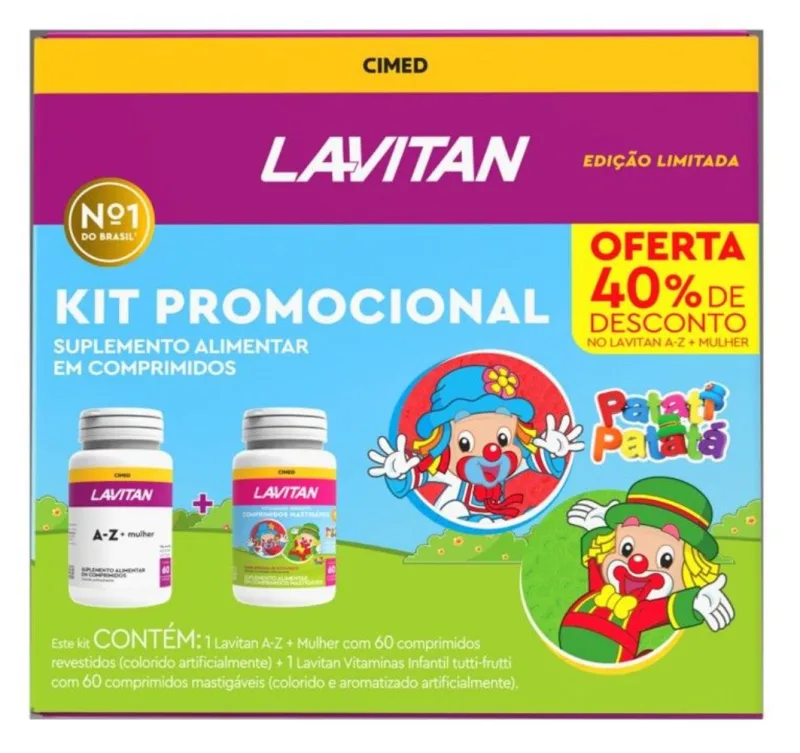 Kit Lavitan A-Z Mulher 60 Comprimidos + Lavitan Infantil Sabor Tutti Frutti 60 Comprimidos - Lavitan - Mamães E Bebês