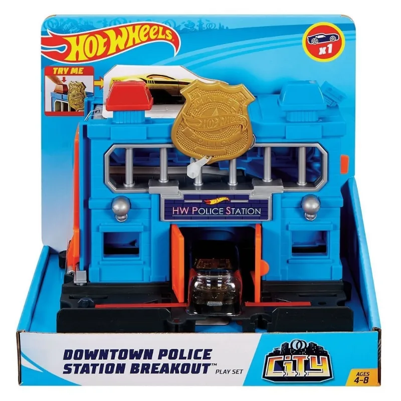Pista Hot Wheels Delegacia De Polícia Azul Mattel