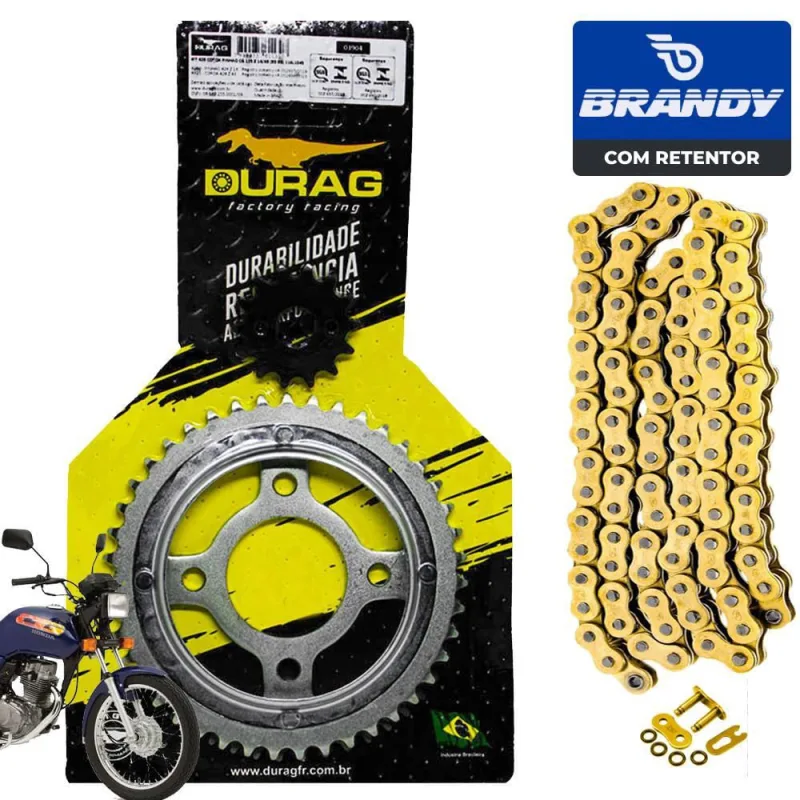 Kit Relação Cg 125 1983 A 1999 Corrente Dourada Com Retentor - Não Disponível - Automotivo