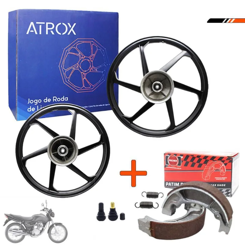Roda Liga Leve Preta + Bico + Lona Titan-Fan 125 00 A 08 Lona