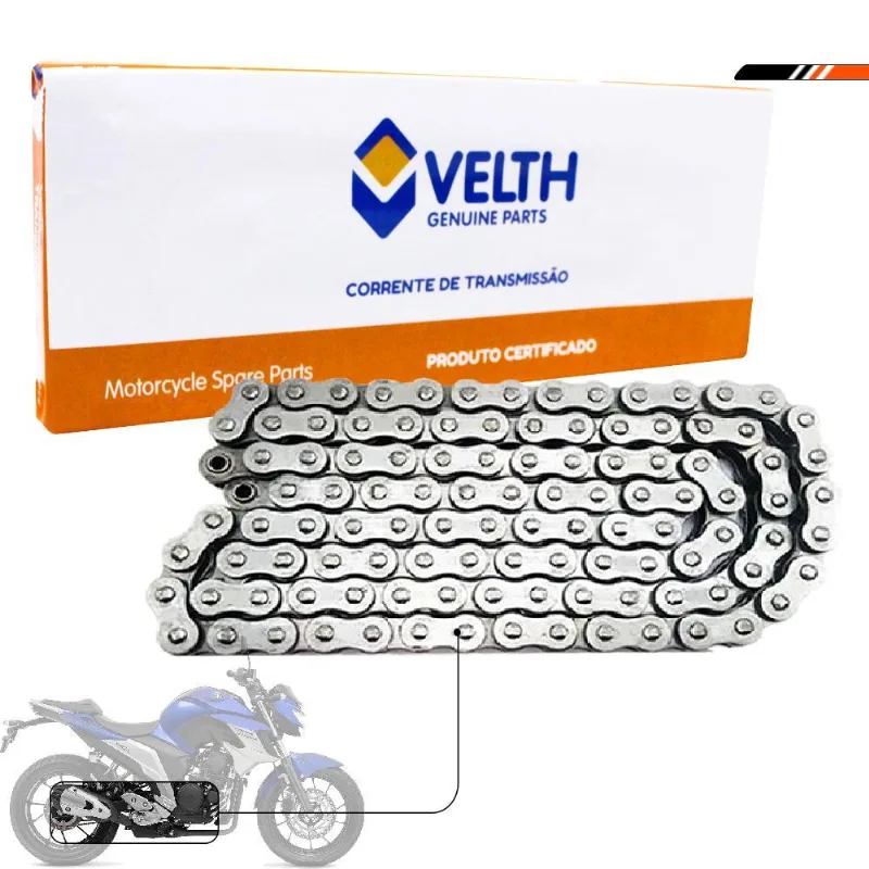 Corrente Transmissão Nxr Bros 125/ Fazer 250 428x132 Velth
