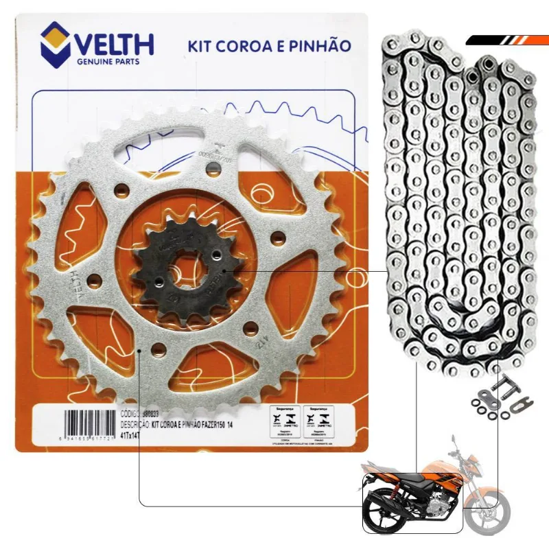 Kit Relação Transmissão Fazer 150 2013 A 2024 Com Retentor