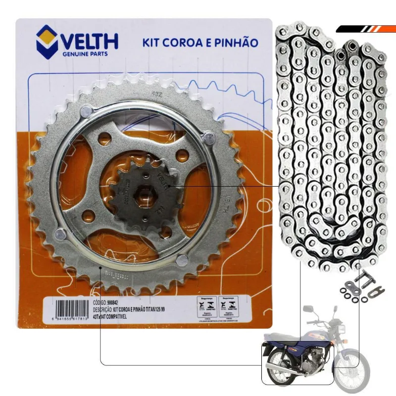 Kit Relação Transmissão Cg Titan125 1995 A 1999 Com Retentor