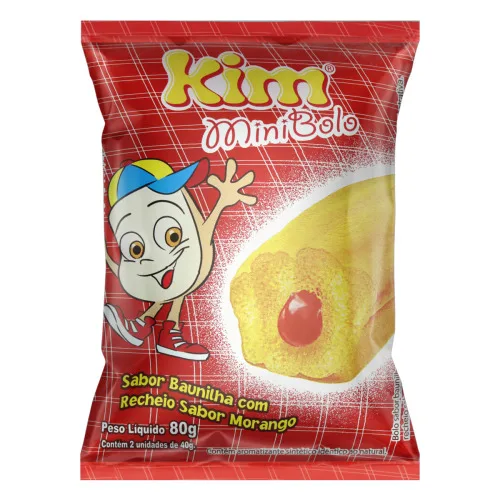 Minibolo Baunilha Com Recheio De Morango Kim Pacote 80g 2 Unidades - KIM