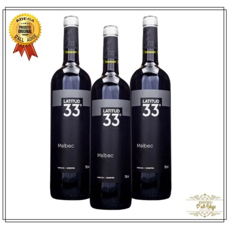 Kit 3 Vinhos Latitud 33° Malbec