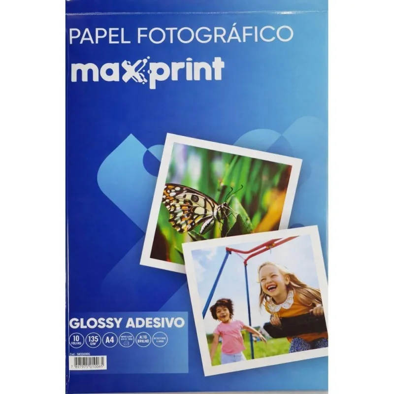 Papel Fotográfico Glossy A4 Adesivo 10FLS 135GR - Maxprint - MAXPRINT - Câmeras E Drones