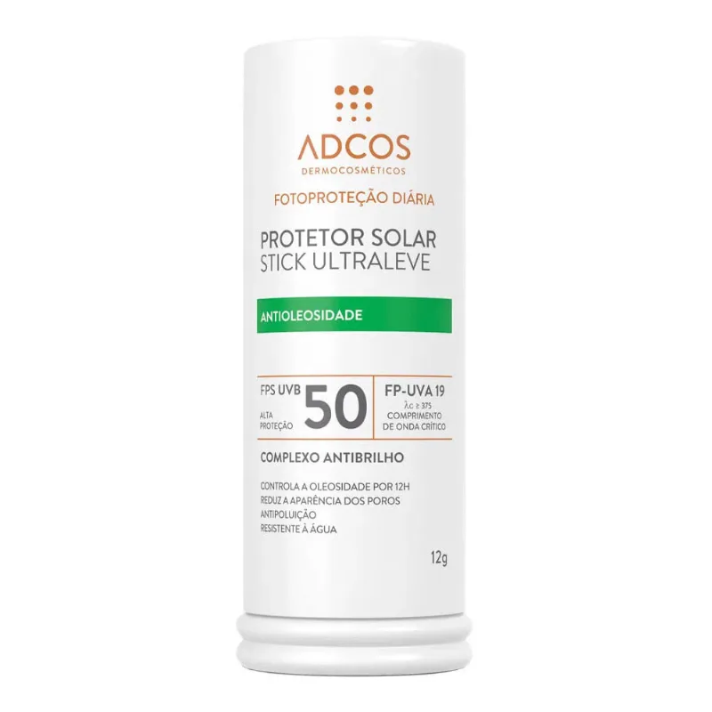 Protetor Solar Facial Adcos Stick Ultraleve Antioleosidade 50 FPS 12g - ADCOS