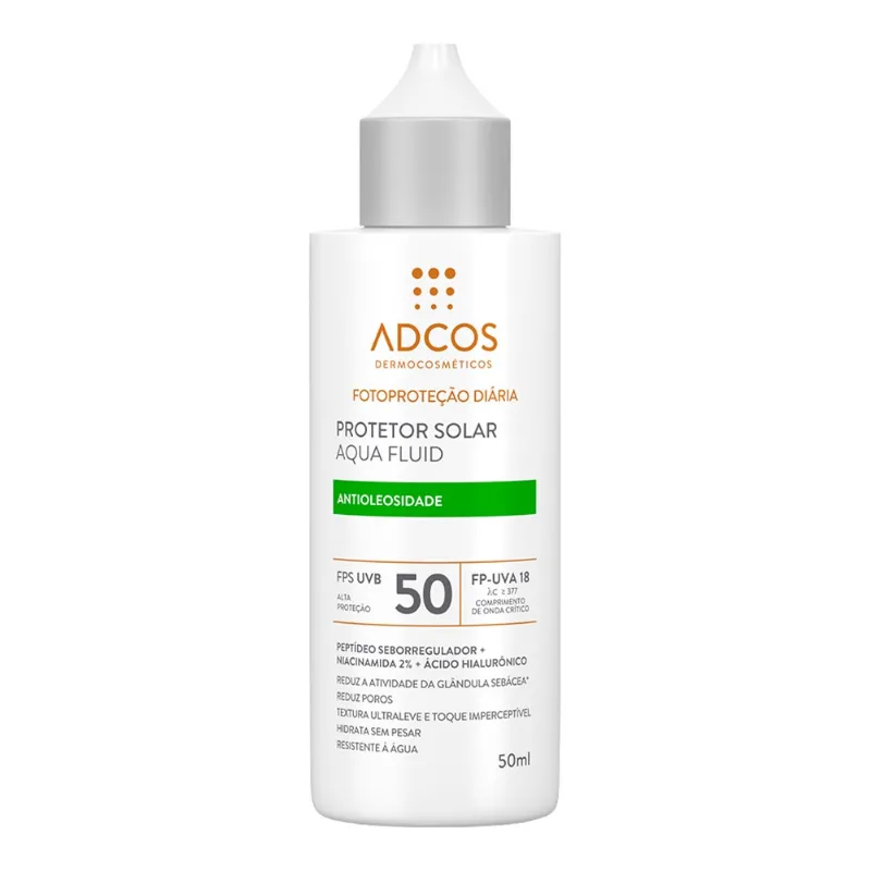 Protetor Solar Adcos Aquafluid Antioleosidade FPS50 50ml - ADCOS