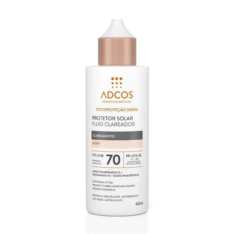 Adcos Protetor Solar Clareador Fluid FPS70 Ivory 40ml 9834
