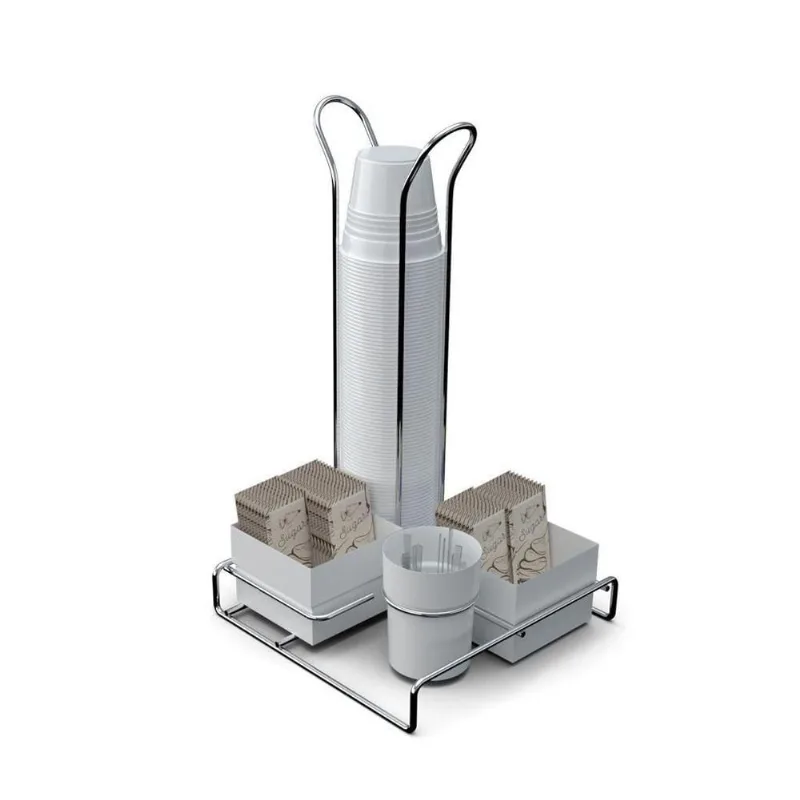 Suporte De Mesa Para Sachê Com Porta Copos - Stolf Branco