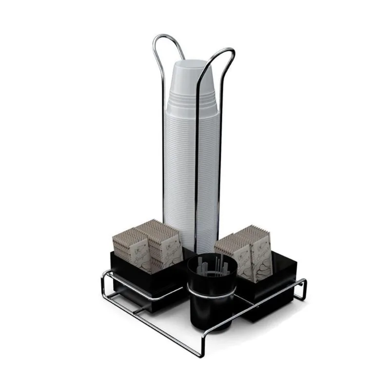 Suporte De Mesa Para Sachê Com Porta Copos - Stolf Preto