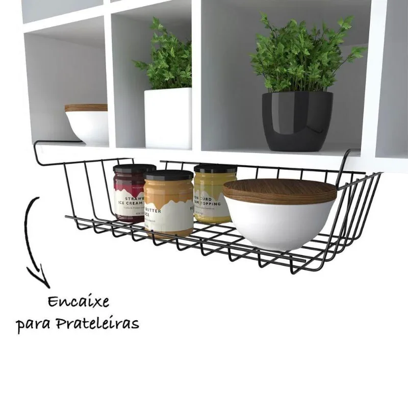 Suporte E Organizador Para Prateleira Em Aço- Stolf Preto