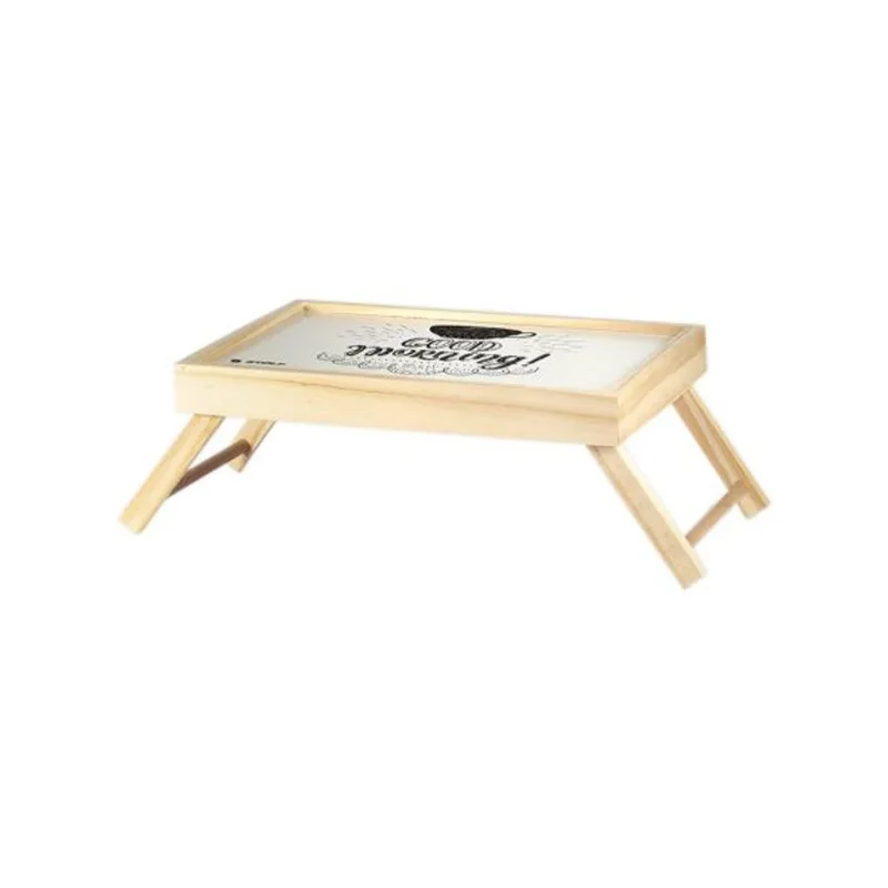 Bandeja de cama madeira clara com estampa Stolf Good Morning 25x40cm