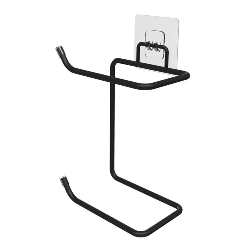 Porta Papel Higiênico Banheiro Para Dois Rolos Com Adesivo - Stolf Preto - STOLF