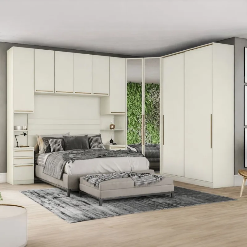 Quarto Modulado Completo Henn Seletto 5 Peças 10 Portas 6 Gavetas Areia