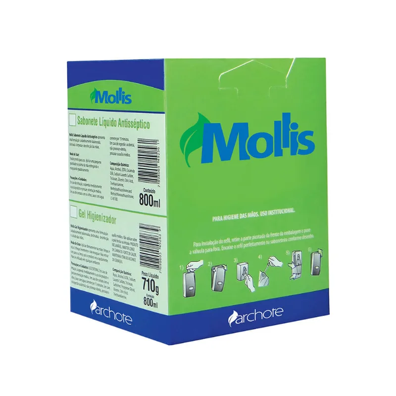 Sabonete Líquido Antisséptico Mollis Archote Refil De 800ml