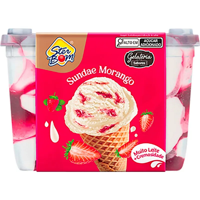 Sorvete Ster Bom Sundae de morango 1,5L