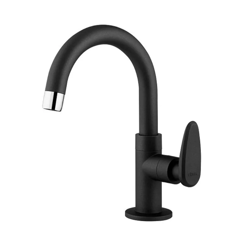 Torneira de Mesa para Banheiro com Bica Alta Allure Decore Preto Fosco - 1170301 - Viqua