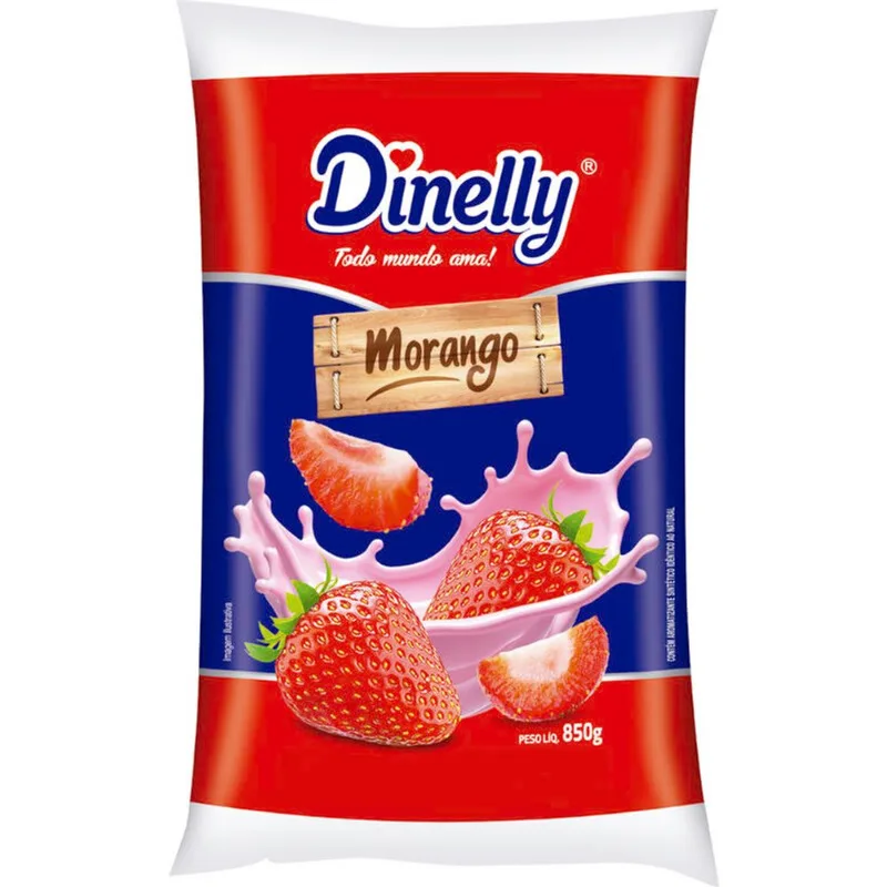 Bebida Láctea Dinelly Morango 850g