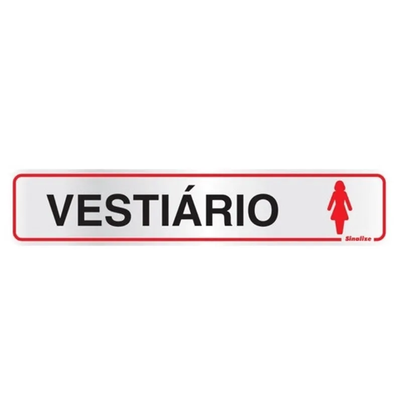 Placa Alumínio Vestiário Feminino 5x25cm Sinalize