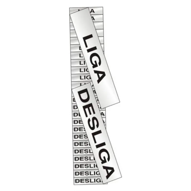 24 Placas de Alumínio Auto-Adesiva 3x1cm Liga / Desliga - 100 cq - sinalize
