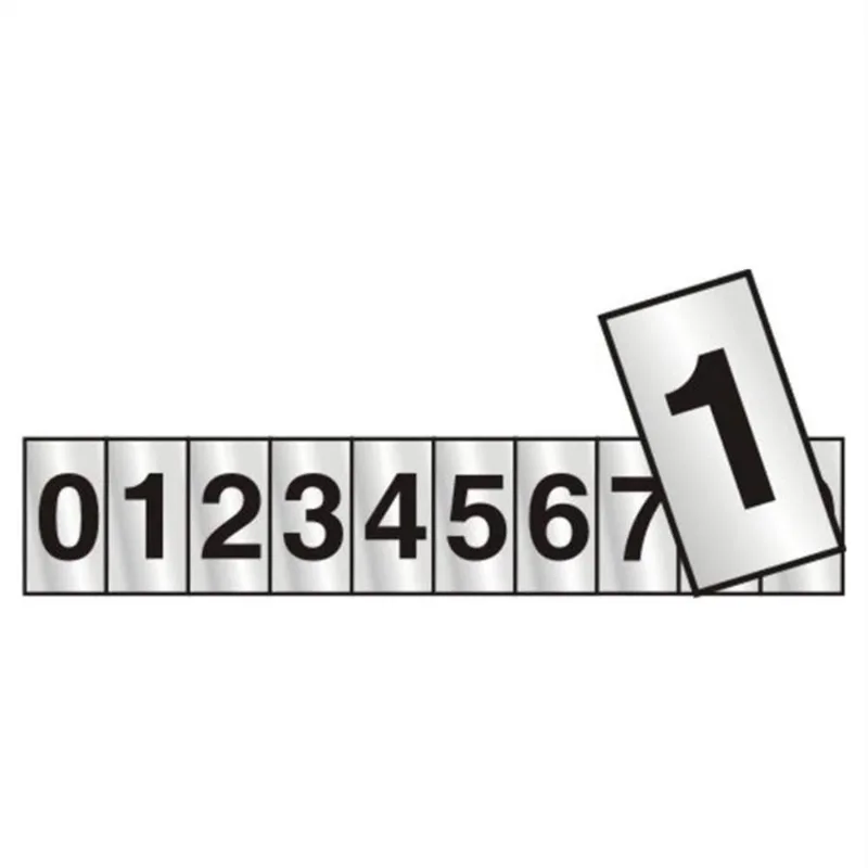 10 Placas de Alumínio Auto-Adesiva 5x2.5cm Numeral 0 a 9 - 100 cr - sinalize