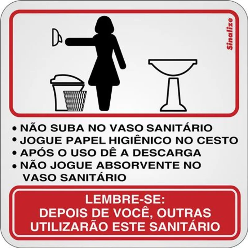 Placa Educativa Feminino 15x15cm em Alumínio