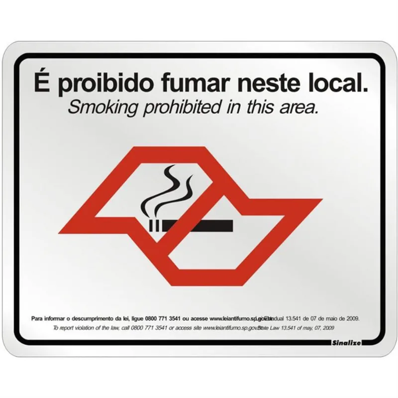 Placa Alum.proibido Fumar Lei Estadual - 180sp - Sinalize Sinalize