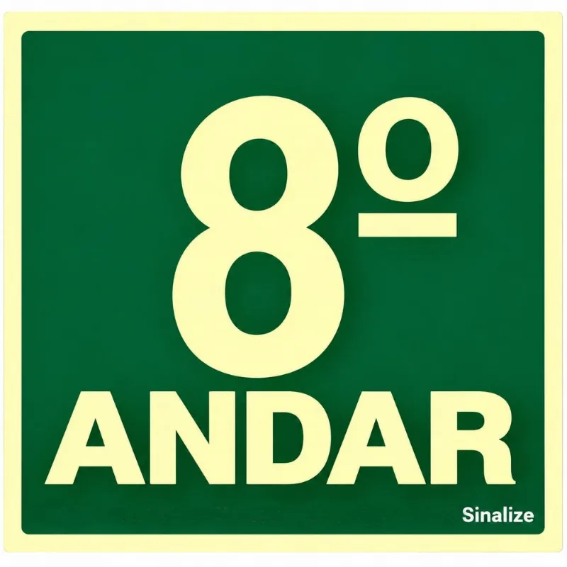 Placa De Pvc Fotoluminescente 8º Andar 15 X 15 Cm 350ap - Sinalize Sinalize - Sinalize