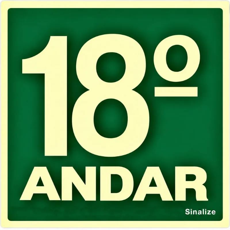 Placa De Pvc Fotoluminescente 18º Andar 15 X 15 Cm 350az - Sinalize Sinalize