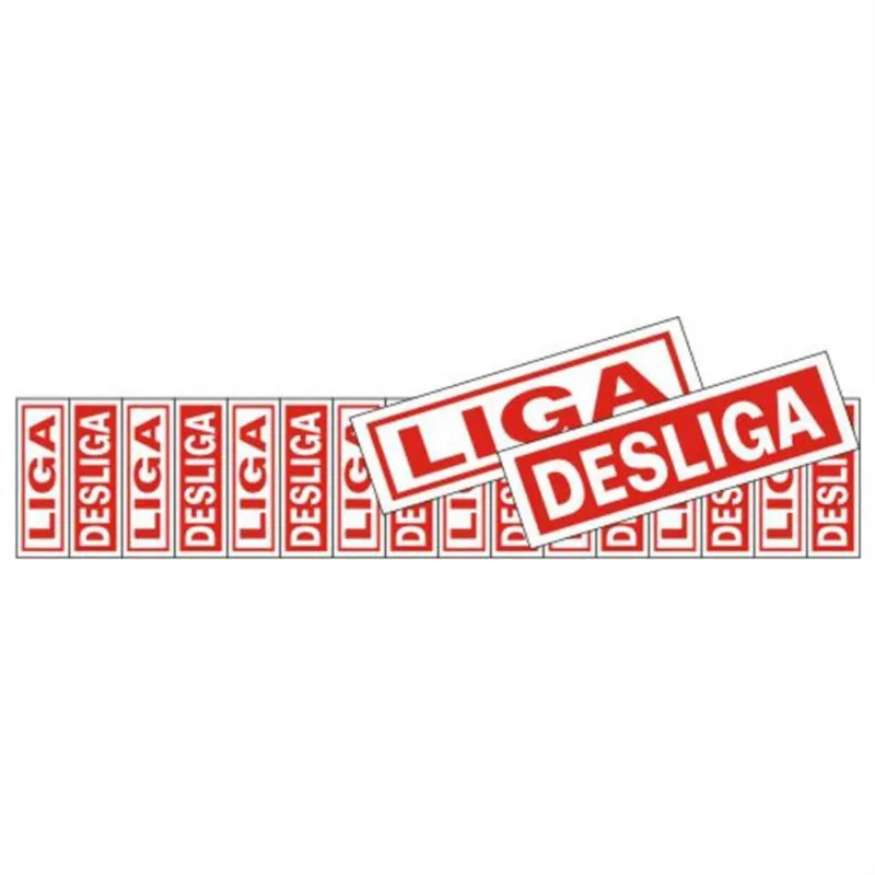 16 Placas de Poliestireno Auto-Adesiva 4x1.5cm Liga / Desliga - 200 bc - sinalize