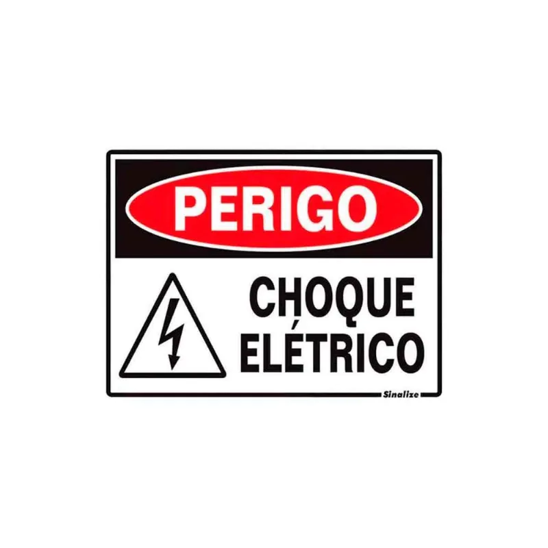 Placa de Sinalização em PS 15x20cm Perigo Choque Sinalize Peça - Sinalize