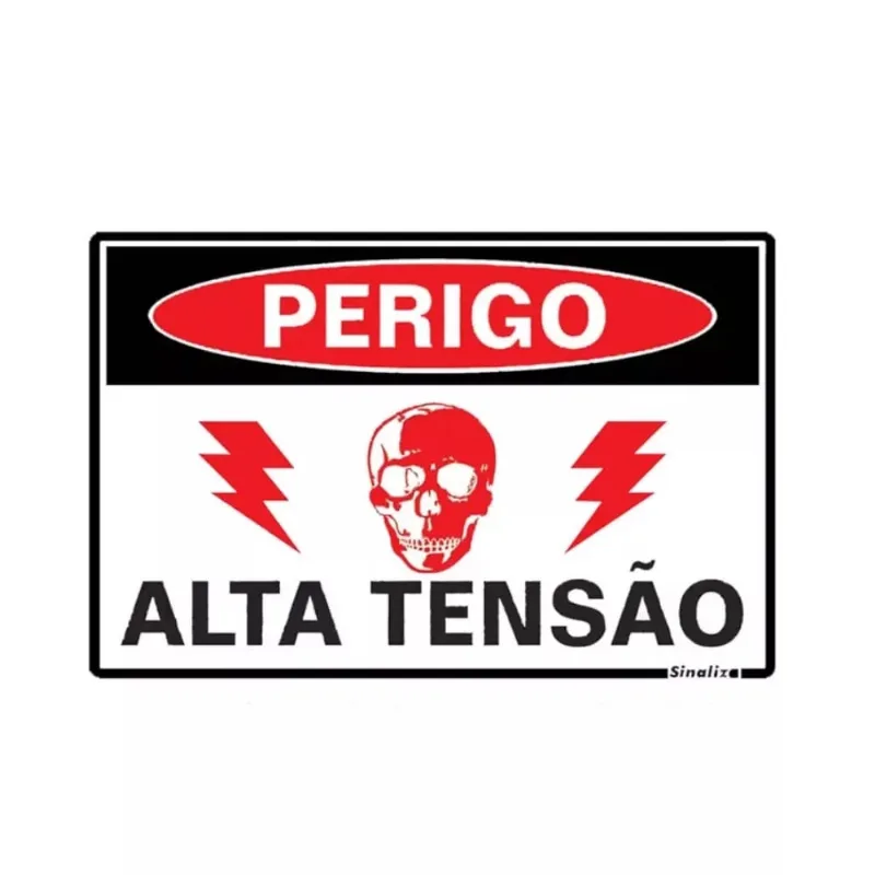 Placa em Poliestireno 15x20cm Perigo Alta Tensão Sinalize