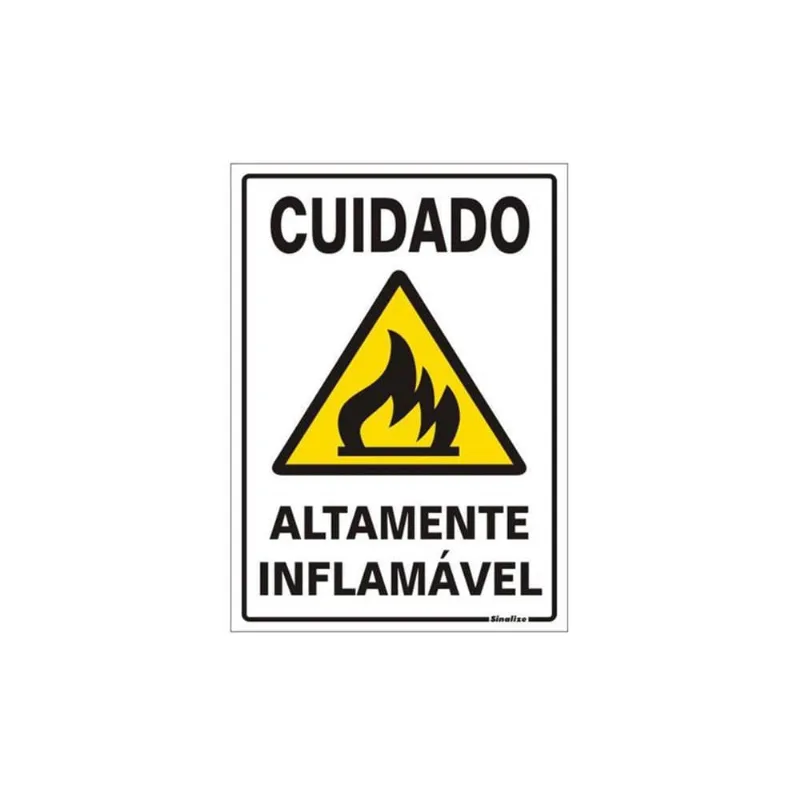 Placa De Poliestireno Auto-adesiva 20x30cm Cuidado Altamente Inflamável - 250 Am - Sinalize Sinalize