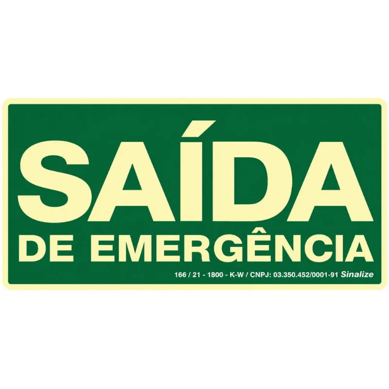 Placa Fotoluminescente Saída De Emergência 20x40 360ai - Sinalize Sinalize
