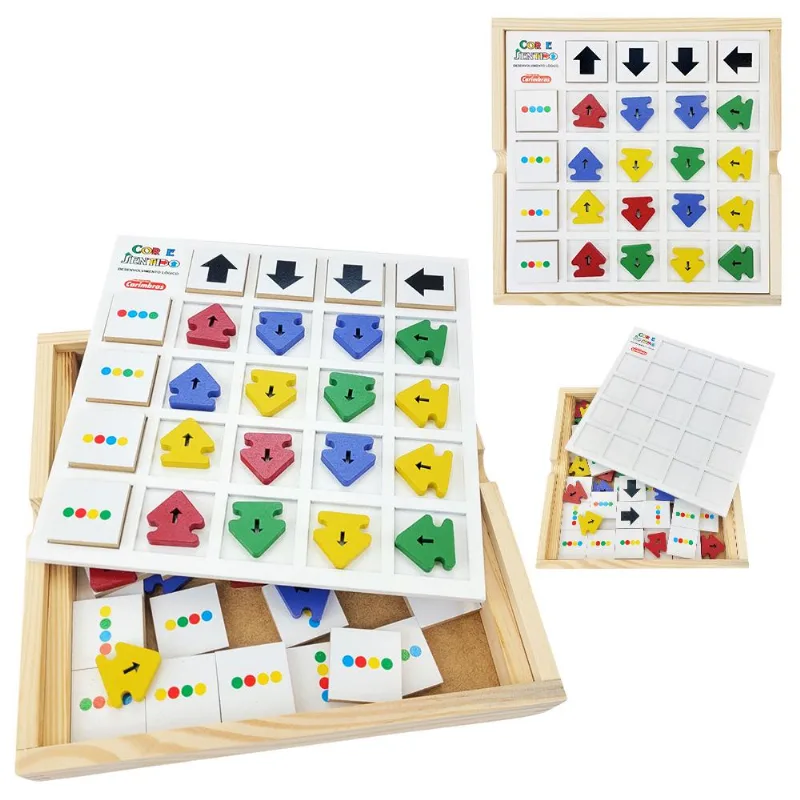 Brinquedo Com Tabuleiro Cor E Sentido Colorido De Madeira