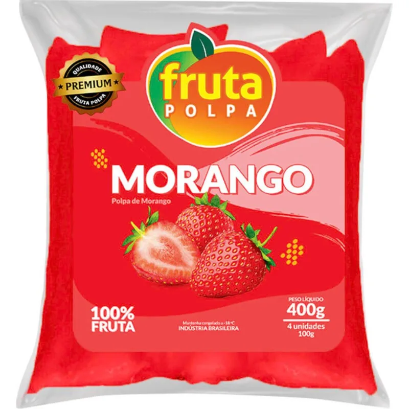 Polpa Fruta Polpa Congelada Morango 400g