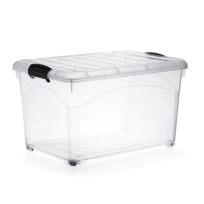 Caixa Profissional com Tampa e Rodinhas Injeplastec Caixa Profissional com Tampa e Rodinhas 35KG 65L Transparente