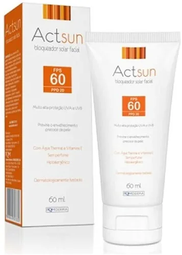 Bloqueador Solar Actsun Facial Fps 60 Sem Perfume Hipoalergênico - ACTSUN
