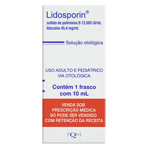 LIDOSPORIN FQM CAIXA 10ML SOLUÇÃO OTOLÓGICA - FARMO