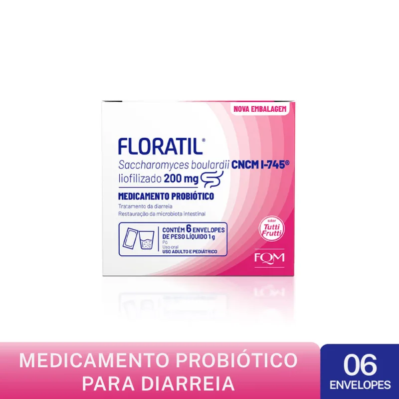Floratil Pediátrico 200mg Sabor Tutti-Frutti Pó para Solução Oral 6 Envelopes 1g - Floratil - Medicamentos E Saúde