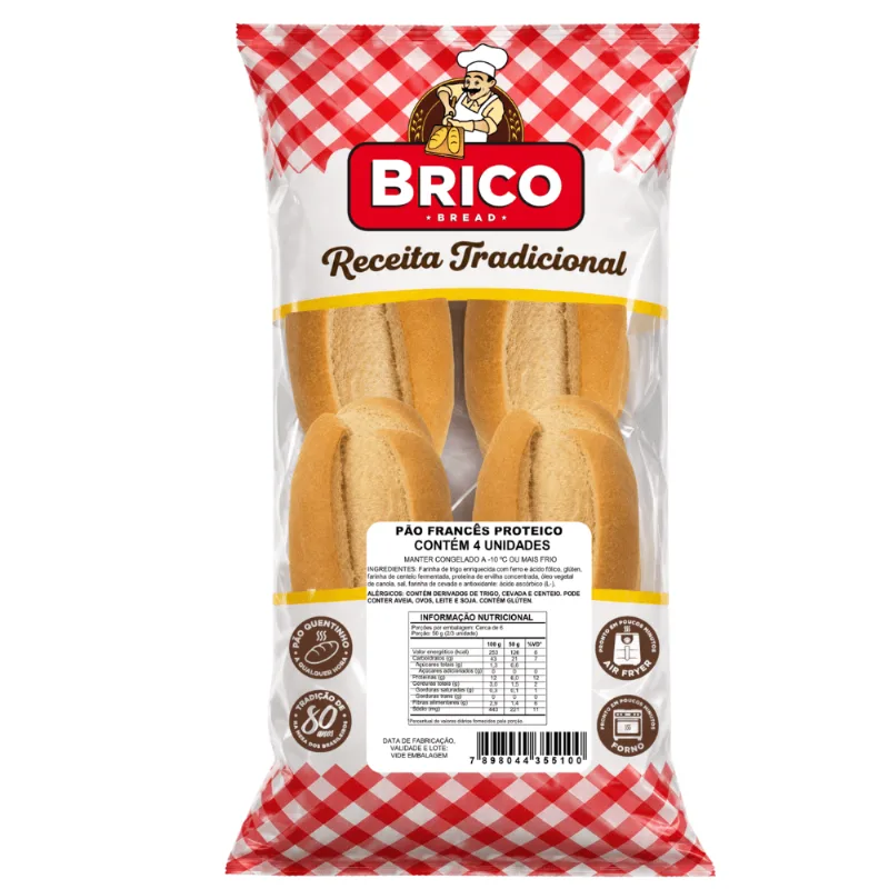 Pão Francês Proteico Congelado Brico Bread 280g
