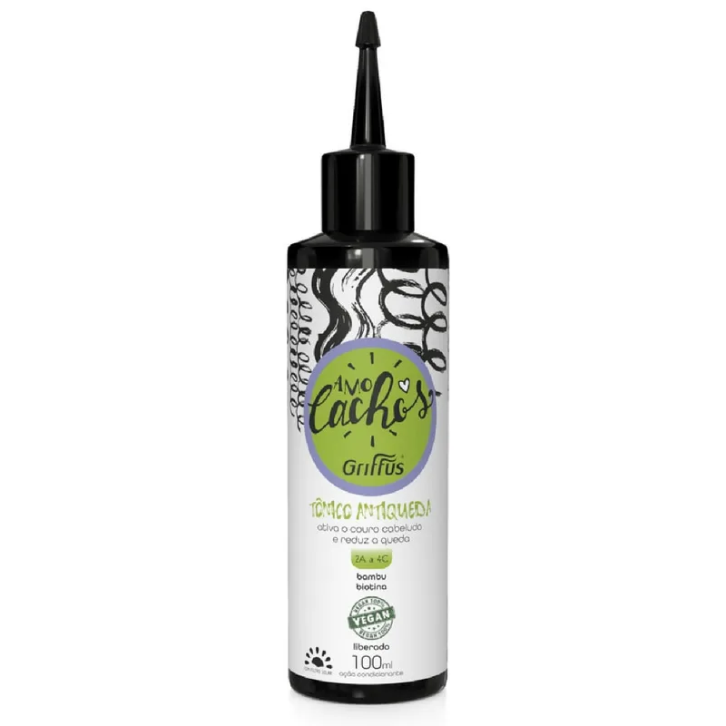 Tônico Capilar Antiqueda 2A a 4C Vegano Amo Cachos Griffus 100ml