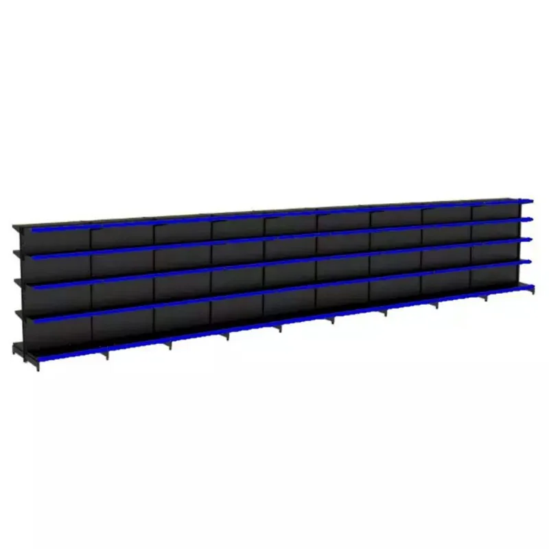 Gondola Centro 170 Fit Ate 9 Metros Preto 90 Bandeja Pe Azul