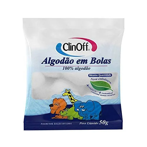 Algodão Em Bola Clin Off 50g Branca Unit - CLIN OFF - Infantil