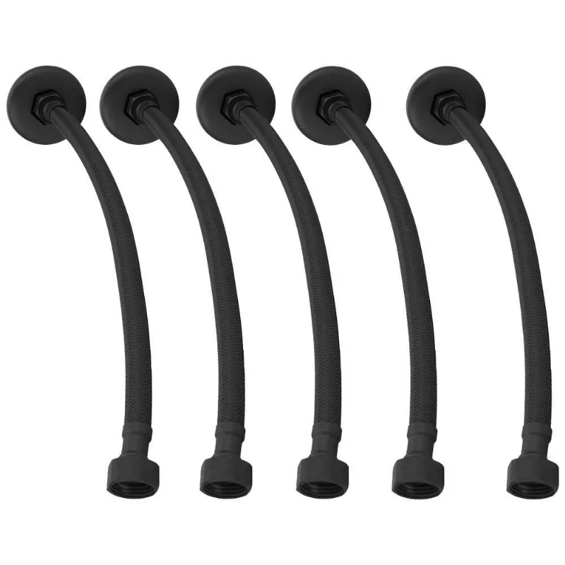 Kit 5 Engate Mangueira Flexível Black Trançado Aço Inox 30cm