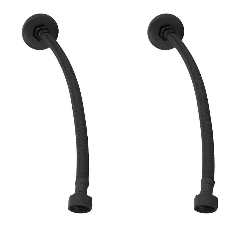 Kit 2 Engate Mangueira Flexível Black Trançado Aço Inox 40cm