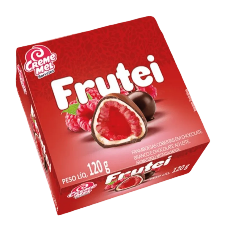 Sorvete Frutei Framboesa Cobertura de Chocolaye Branco e ao Leite 120g