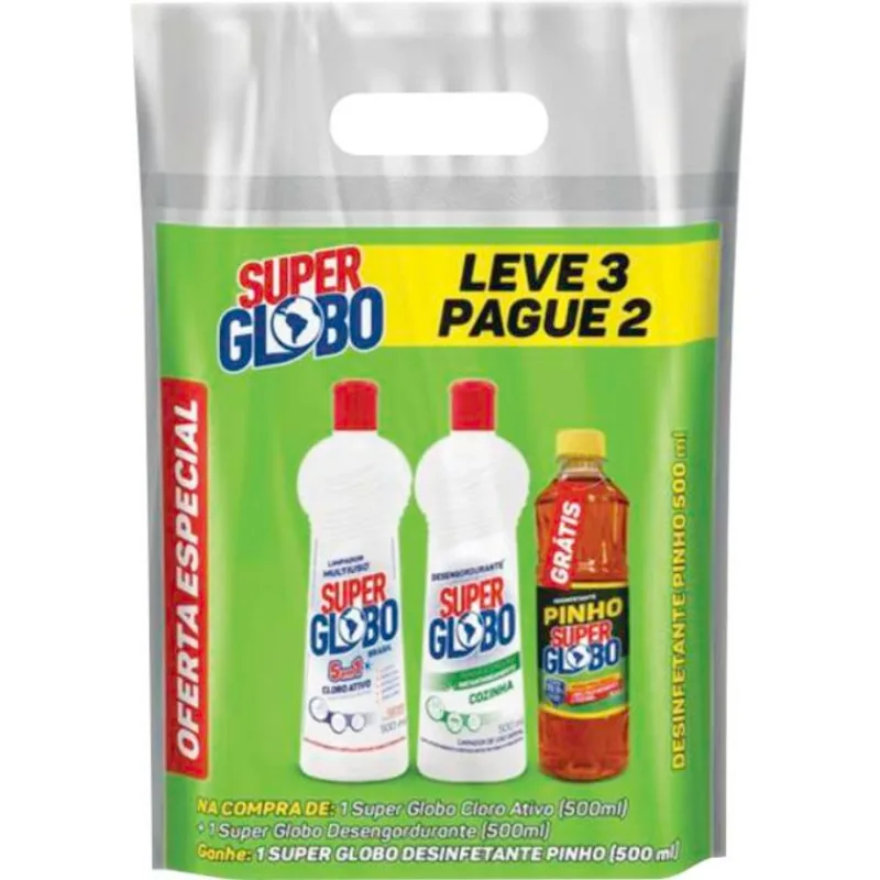 Kit Super Globo Cloro/Desengordurante/Pinho
