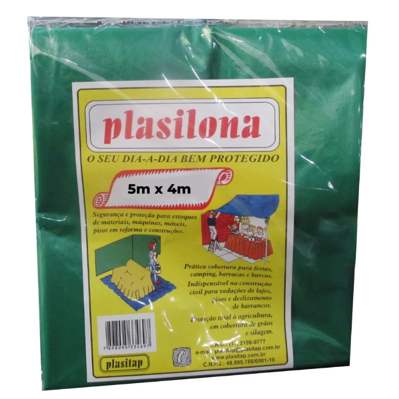 Lona Plástica Verde Cortada 5x4 Metros Plasitap